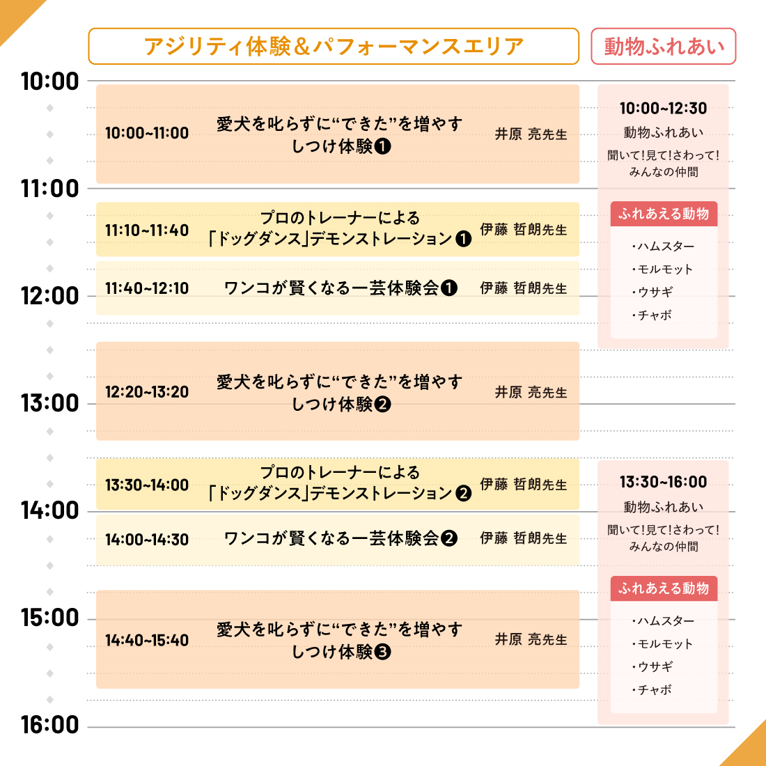 スマイルペットフェスタ2026秋のアクティビティエリア｜タイムスケジュール【10/31】